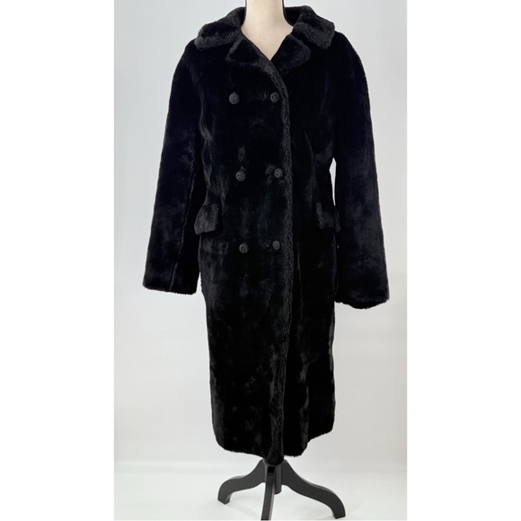 Vintage Mid Century Cloud 9 by Collins & Aikman Black Faux Fur Long Coat | - Picture 1 of 11